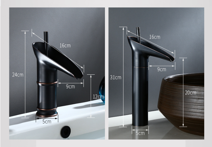 Cascade Vintage waterval wastafelkraan | Antieke messing mengkraan met enkele hendel