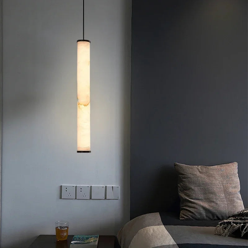 Lunvero Minara | LED-Pendelleuchte aus Marmor und Kupfer für stilvolle Wohnräume