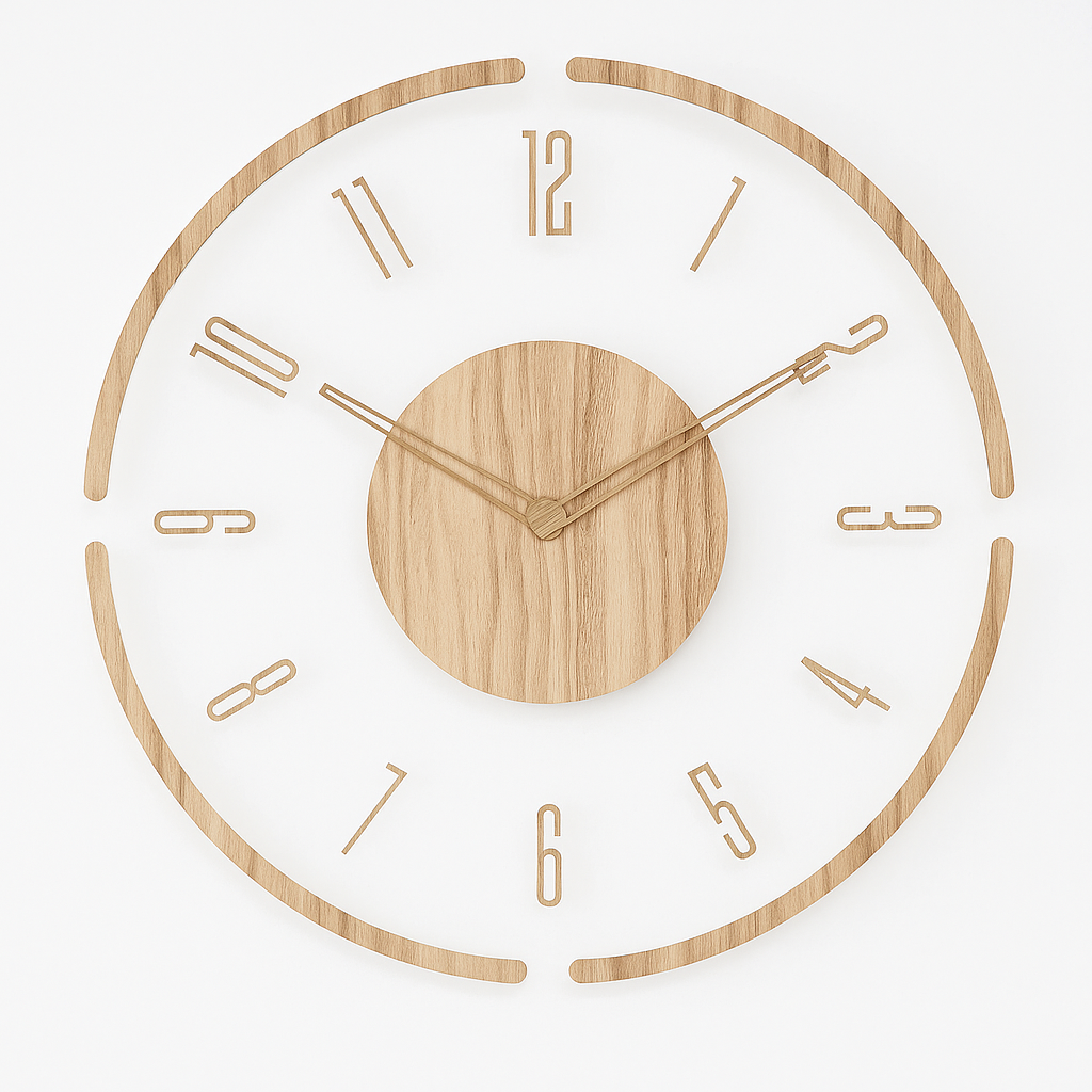 Lyvik Hush | Geräuschlose Wanduhr aus Holz im minimalistischen Stil