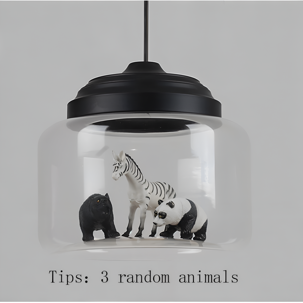 LumiZoo Lampe | LED-Pendelleuchte aus Glas mit Cartoon-Tiermotiv, nordischer Stil