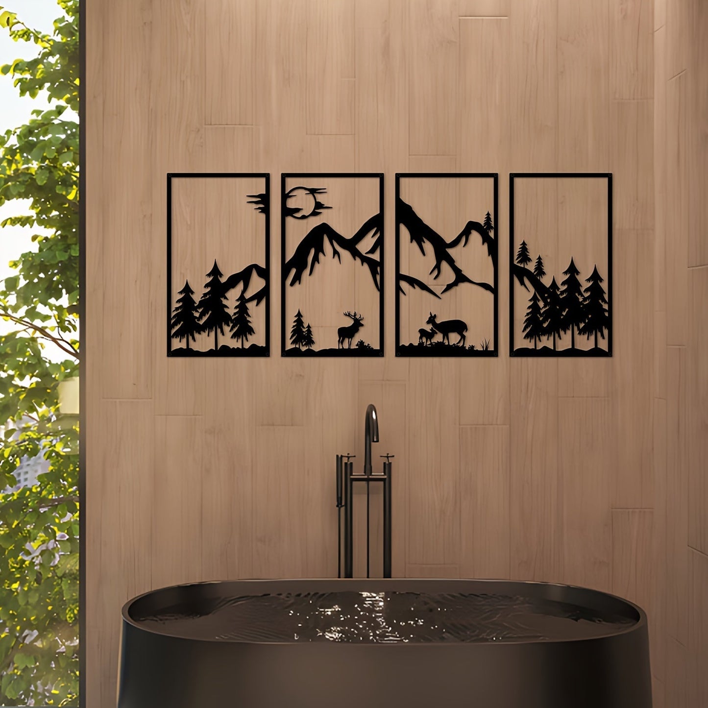 WildMont Vista | Metall-Wanddeko mit Berg- & Wildtiermotiv