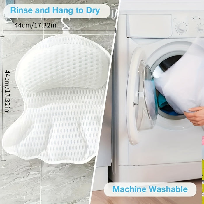 BathCloud 4D Badekissen | Ergonomisches Nacken- & Rückenstützkissen mit Anti-Rutsch-Saugnäpfen