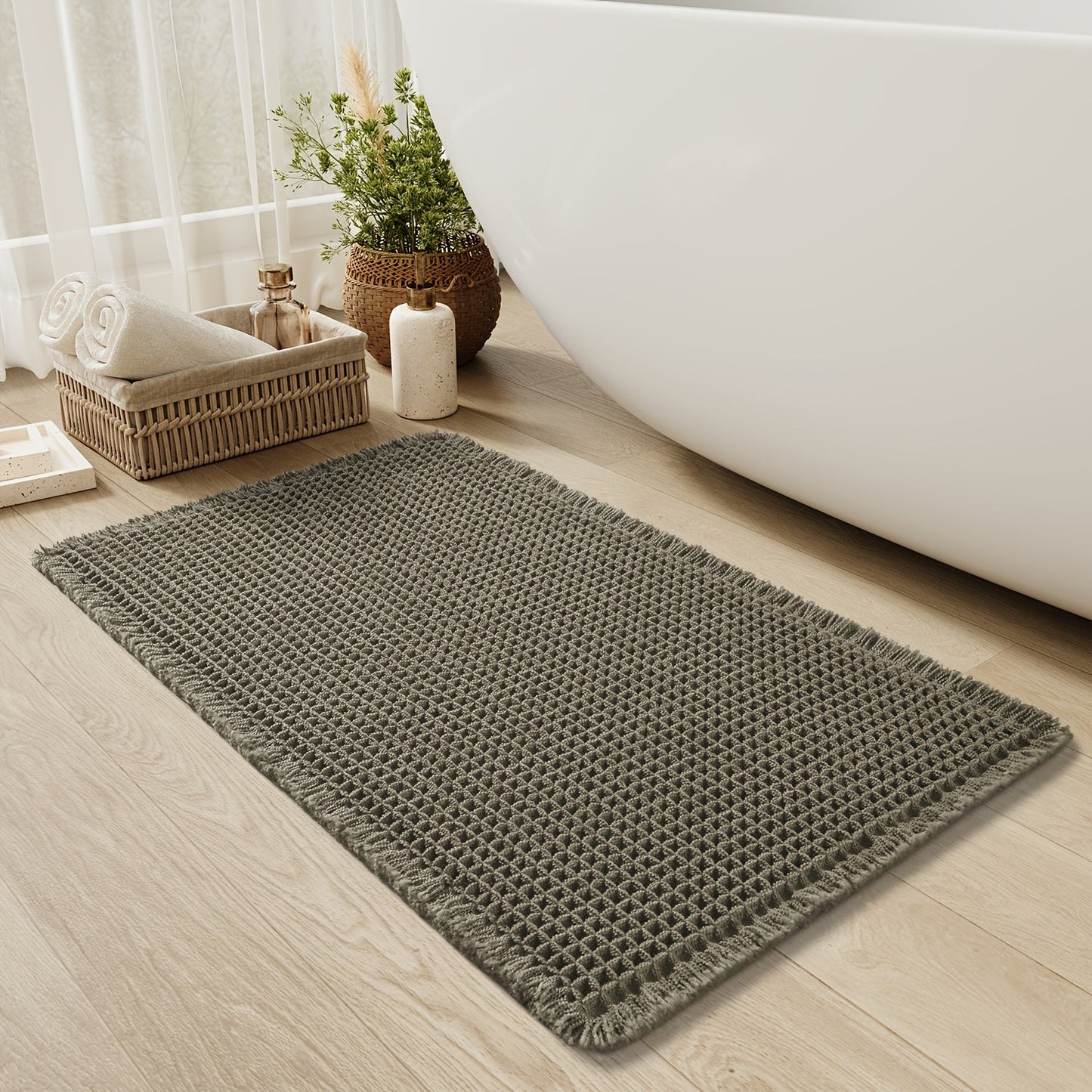 AbsorbEase WafelMat | Ultra-absorberende badmat met kwastjes
