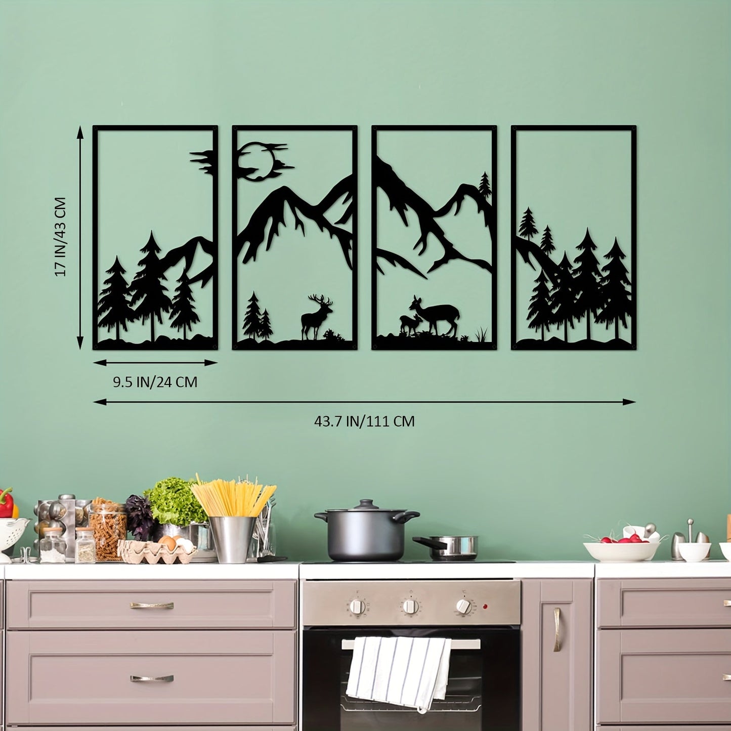 WildMont Vista | Metall-Wanddeko mit Berg- & Wildtiermotiv