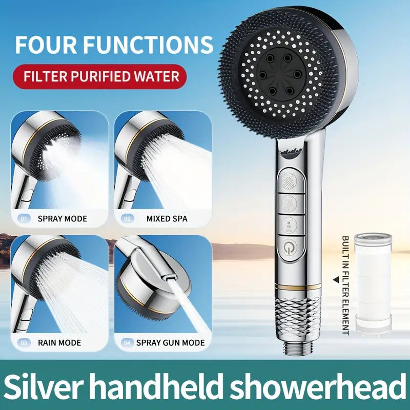 AquaJet PowerDuschkopf | Hochdruck-Handbrause mit 5 Strahlarten