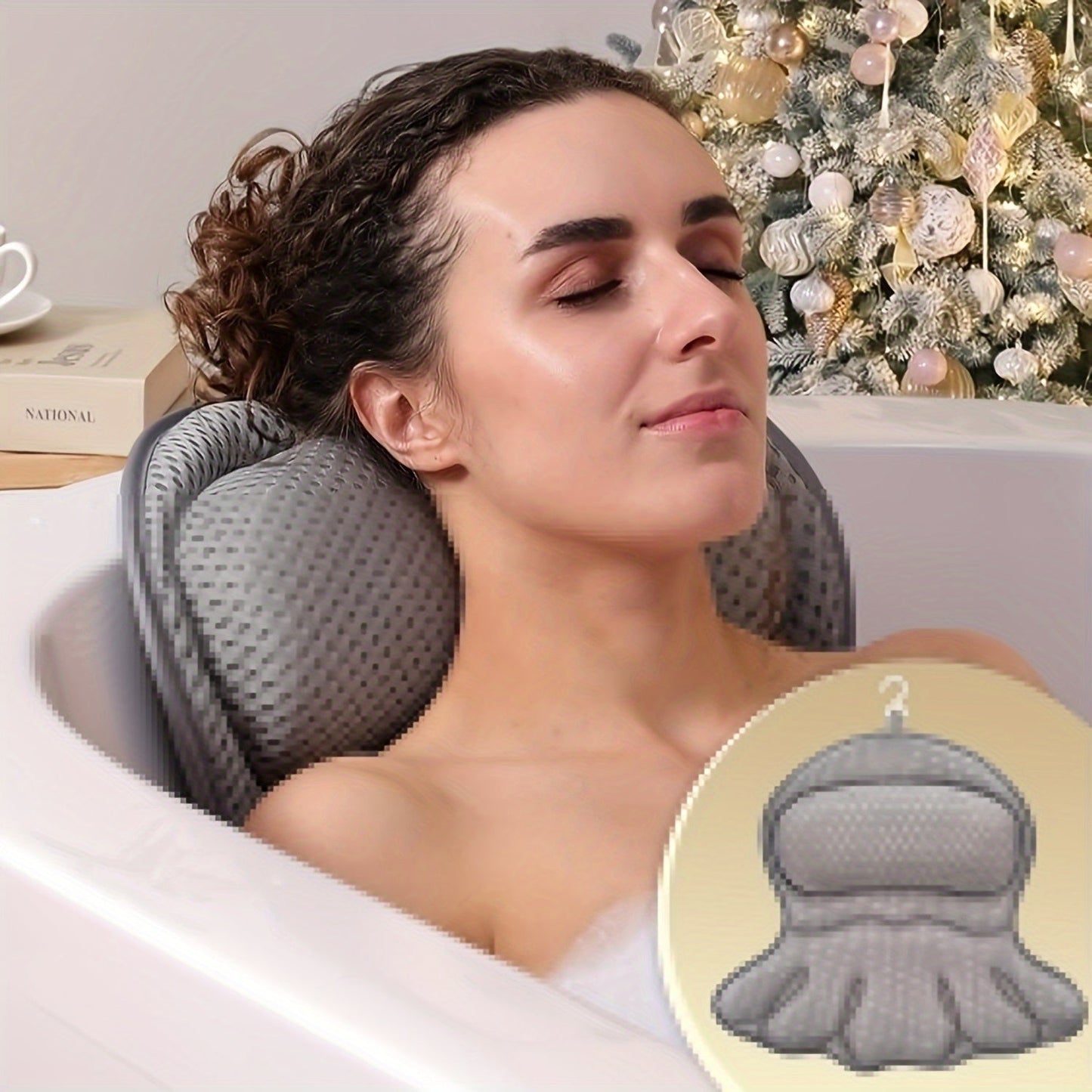BathCloud 4D Badekissen | Ergonomisches Nacken- & Rückenstützkissen mit Anti-Rutsch-Saugnäpfen