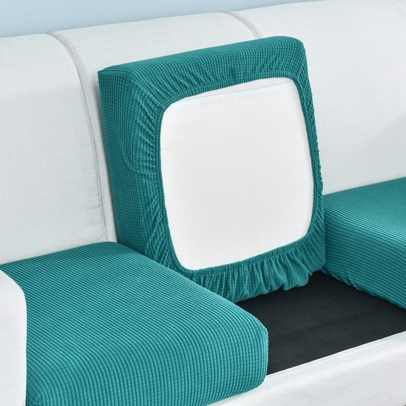 Velvona Form | Elastischer Jacquard-Sofabezug in Volltonfarbe für Eck- & Sitzpolster