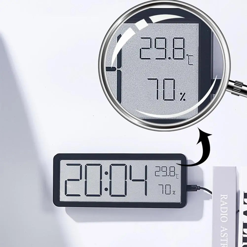 TimeVibe Visie | Digitale LED-wandklok met temperatuur- en vochtigheidsweergave