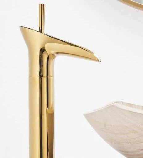 Cascade Vintage waterval wastafelkraan | Antieke messing mengkraan met enkele hendel