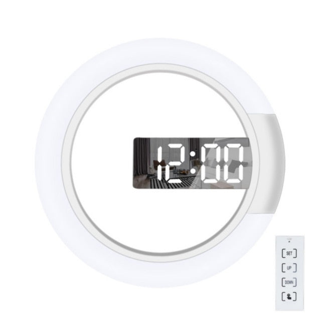 RingLite Halo | Digitale LED-Wanduhr mit Ringlicht in modernem Design