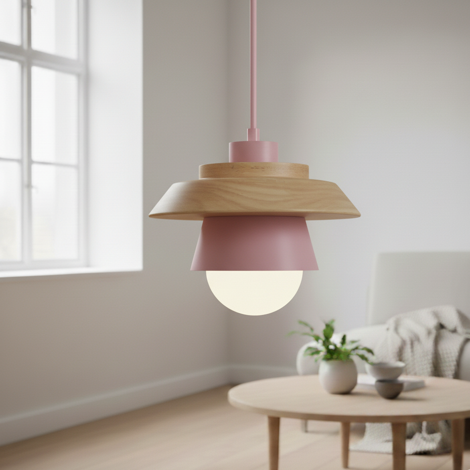 ScandiGlow hanglamp – Noordse LED hanglamp van hout & metaal in macaron-ontwerp