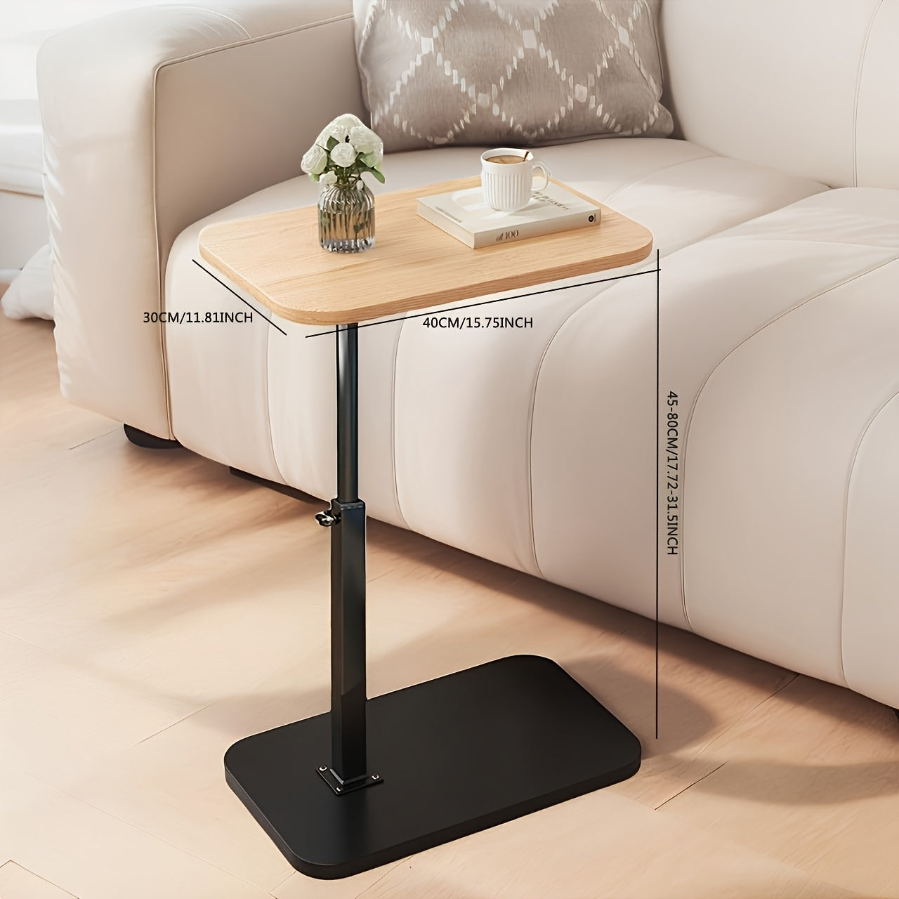 Flexivo Zijlift | In hoogte verstelbare bijzettafel met houten blad en metalen frame