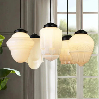 Lunara | Geometrische Milchglas Pendelleuchte in Weiß