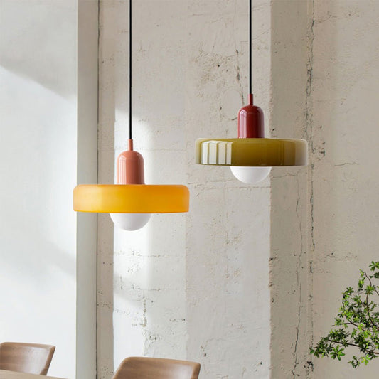 Lunari Halo | Hängeleuchte aus farbigem Glas im Bauhaus-Stil