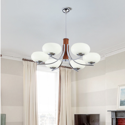 Lunaro | Bauhaus Kronleuchter mit 3/5 Opalglas-Köpfen