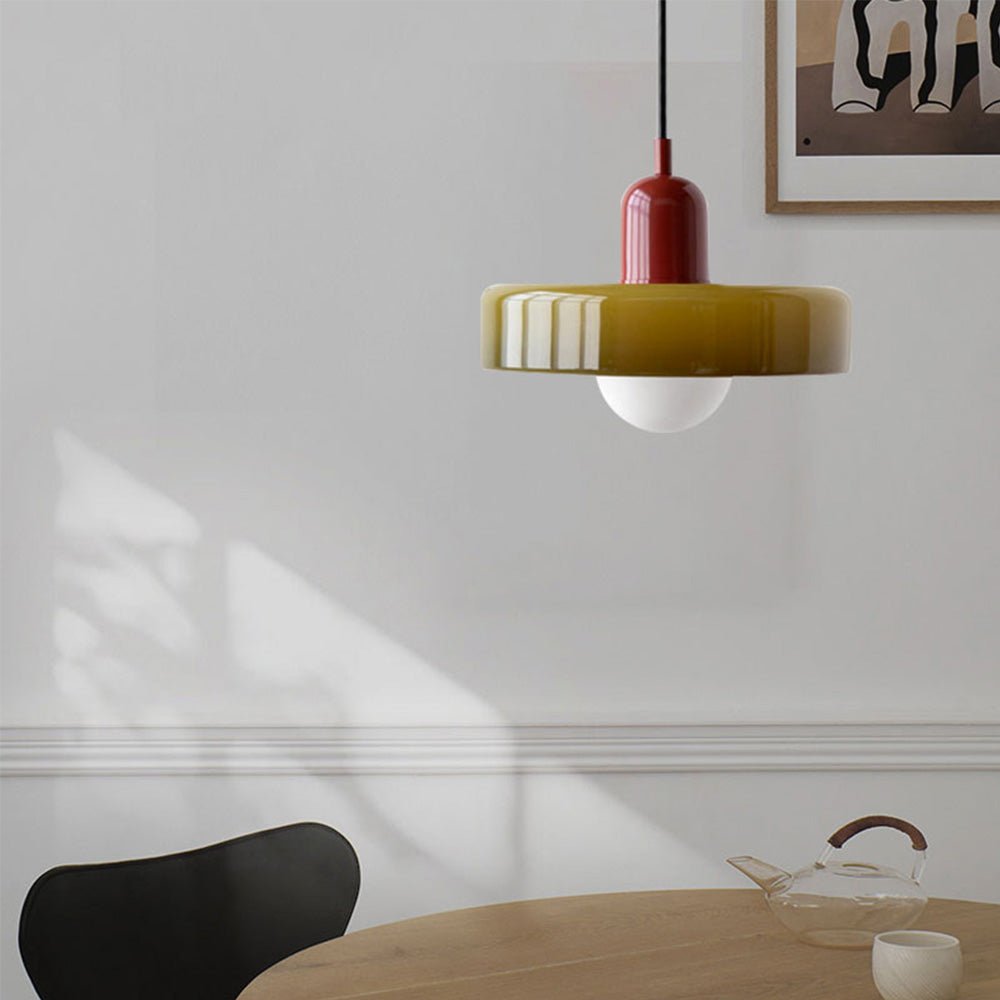 Lunari Halo | Hängeleuchte aus farbigem Glas im Bauhaus-Stil