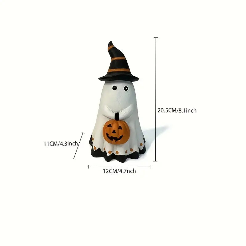 Halloween Kürbis Figur – Deko Statue aus Kunstharz für Tisch & Regal