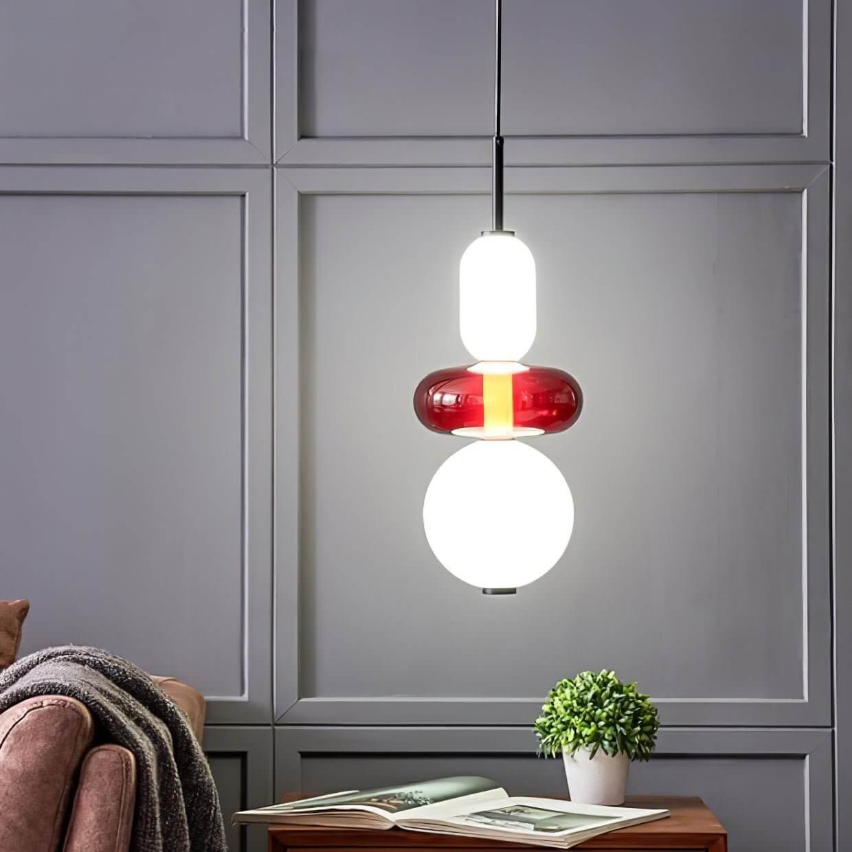 Elegante Designer-Hängelampe – Modernes Buntglas