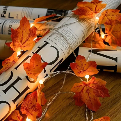 Halloween Ahornblatt Lichterkette – Warmweiße LED Herbstdeko für Wohnzimmer & Partys