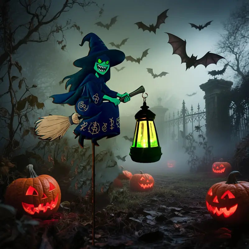 Halloween Solar Hexenlicht – LED Hängeleuchte für gruselige Gartendeko
