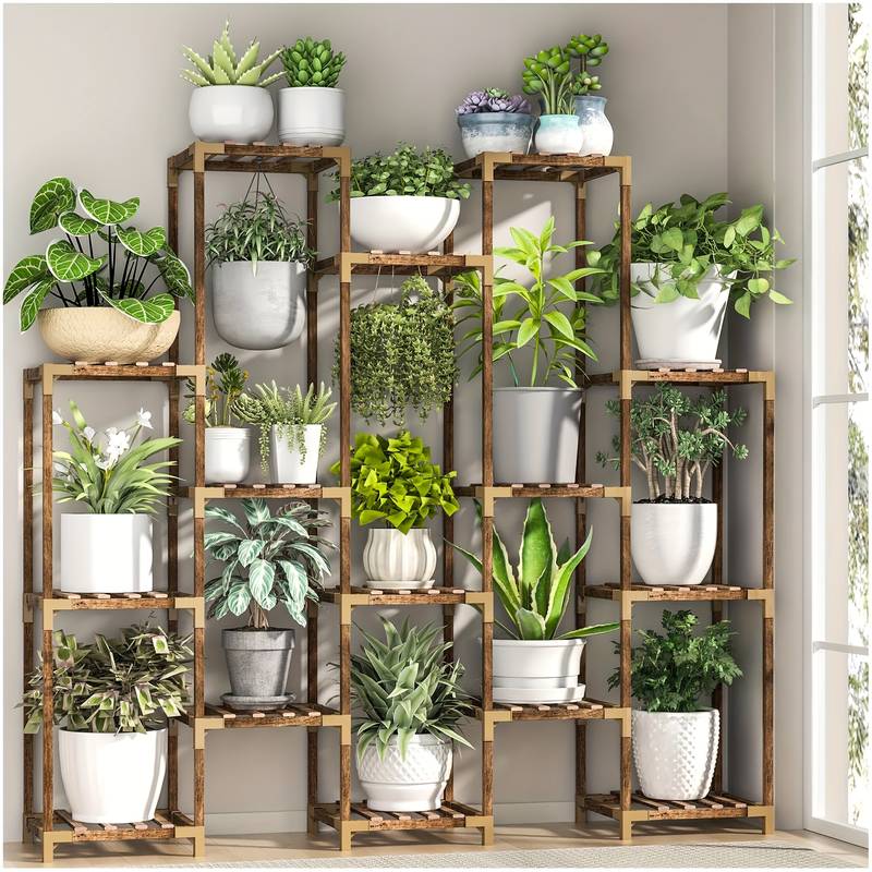 VerveVogue Pflanzenständer | Großes 15-stöckiges Pflanzenregal für Indoor & Outdoor