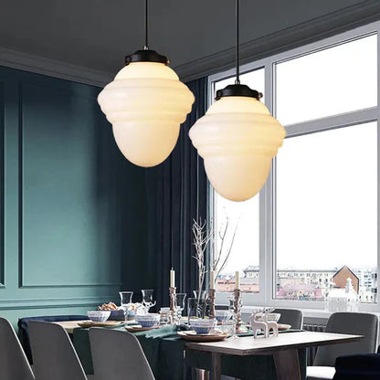 Lunara | Geometrische Milchglas Pendelleuchte in Weiß