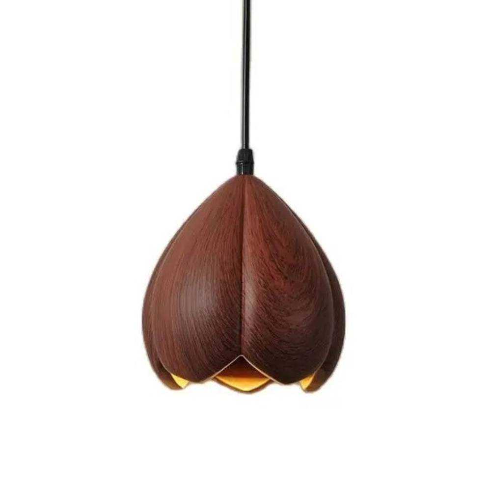 NordLume Lampe | Moderne Pendelleuchte aus Walnussholz in Braun, skandinavischer Stil