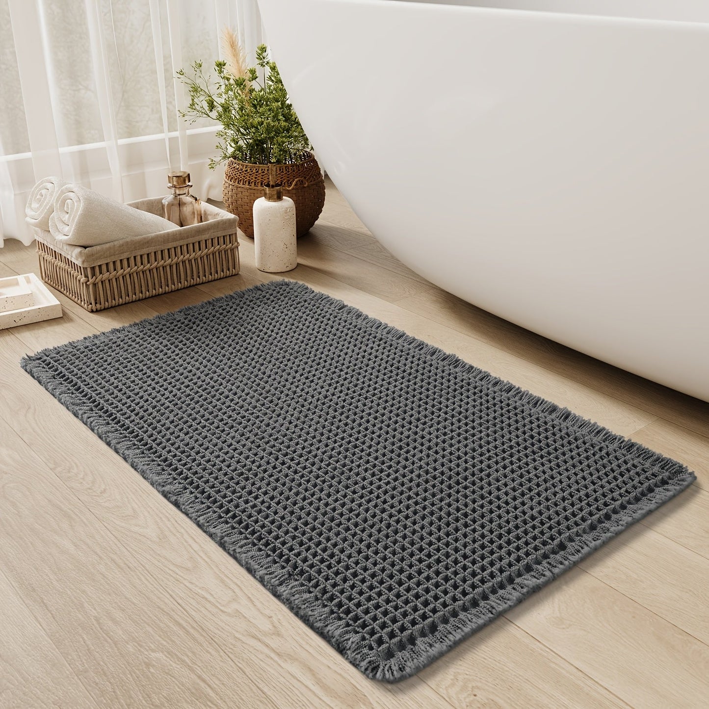 AbsorbEase WafelMat | Ultra-absorberende badmat met kwastjes