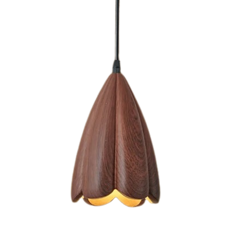 NordLume Lampe | Moderne Pendelleuchte aus Walnussholz in Braun, skandinavischer Stil