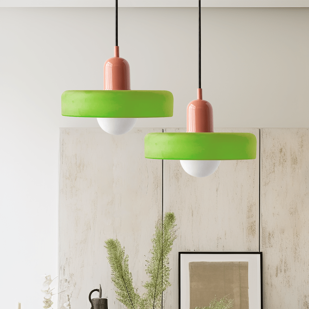 Lunari Halo | Hängeleuchte aus farbigem Glas im Bauhaus-Stil