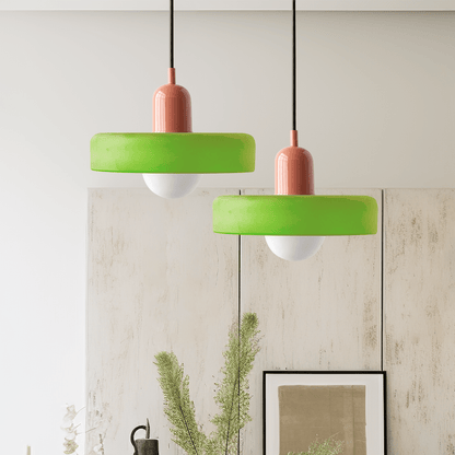 Lunari Halo | Hängeleuchte aus farbigem Glas im Bauhaus-Stil