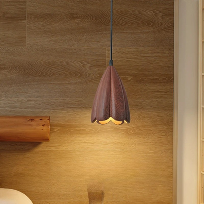 NordLume Lampe | Moderne Pendelleuchte aus Walnussholz in Braun, skandinavischer Stil