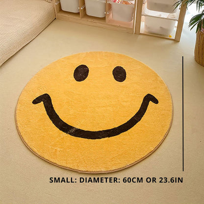Milo Mood | Runder Teppich mit Smiley-Motiv aus weichem Fleece