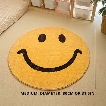 Milo Mood | Runder Teppich mit Smiley-Motiv aus weichem Fleece