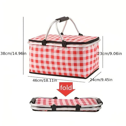 Picknickkorb Kariert 22L | Faltbar & Isoliert | Aluminiumrahmen
