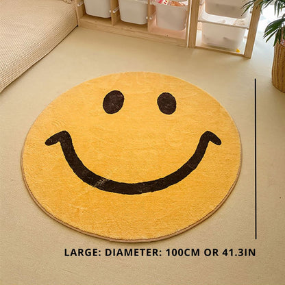 Milo Mood | Runder Teppich mit Smiley-Motiv aus weichem Fleece