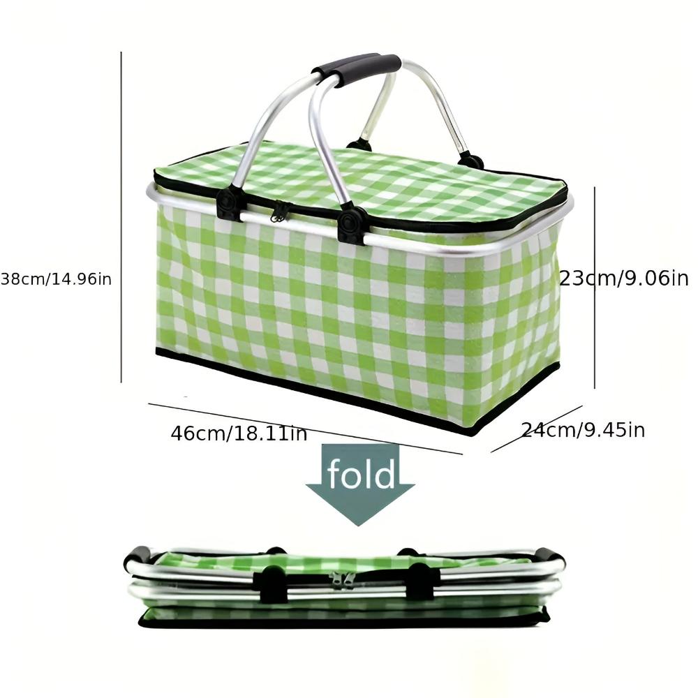 Picknickkorb Kariert 22L | Faltbar & Isoliert | Aluminiumrahmen