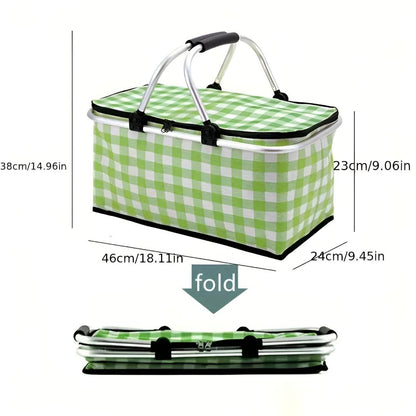 Picknickkorb Kariert 22L | Faltbar & Isoliert | Aluminiumrahmen