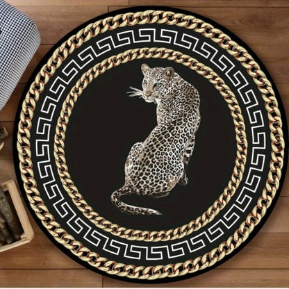 LunaWeave | Runder Teppich im Leoparden-Design | Luxuriöser Tierprint-Teppich – Stilvoll, rutschfest & pflegeleicht