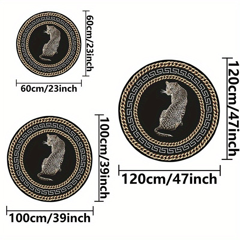 LunaWeave | Runder Teppich im Leoparden-Design | Luxuriöser Tierprint-Teppich – Stilvoll, rutschfest & pflegeleicht