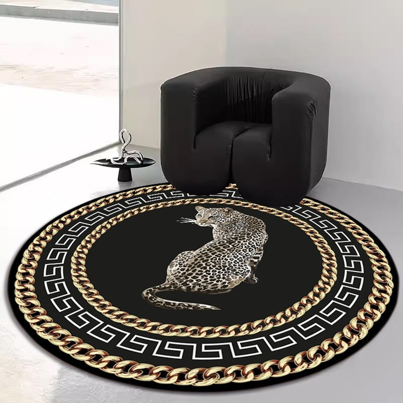 LunaWeave | Runder Teppich im Leoparden-Design | Luxuriöser Tierprint-Teppich – Stilvoll, rutschfest & pflegeleicht