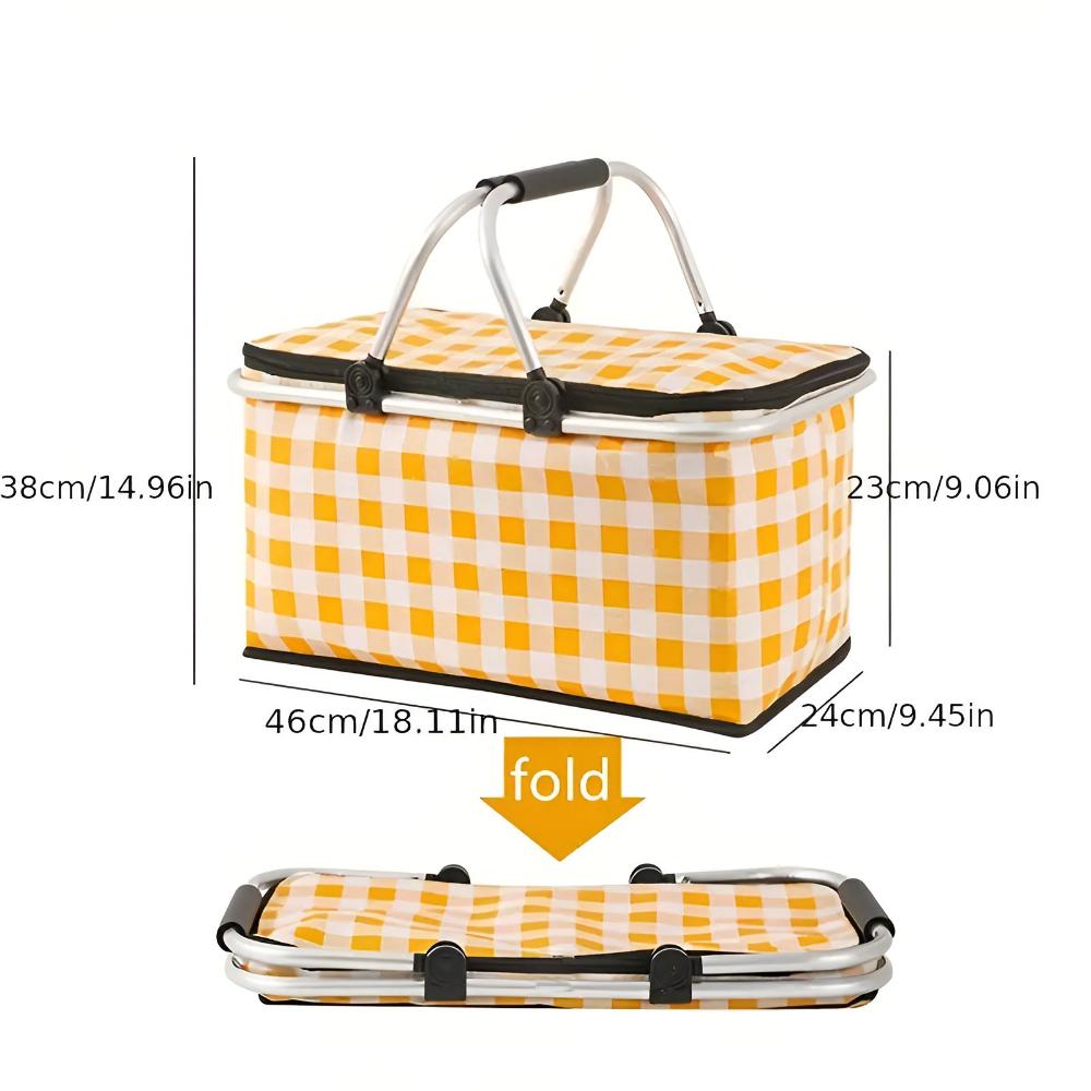 Picknickkorb Kariert 22L | Faltbar & Isoliert | Aluminiumrahmen