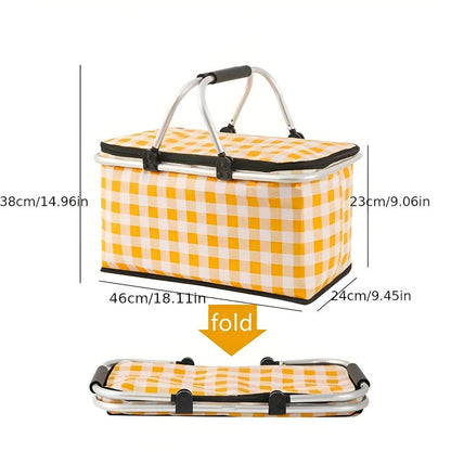 Picknickkorb Kariert 22L | Faltbar & Isoliert | Aluminiumrahmen
