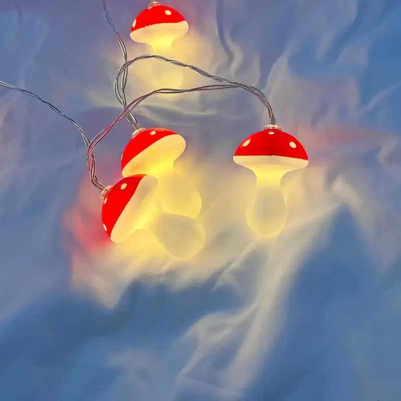 Halloween Pilz Lichterkette – Rote LED Lichter für Deko & Partys