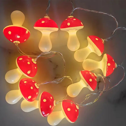 Halloween Pilz Lichterkette – Rote LED Lichter für Deko & Partys