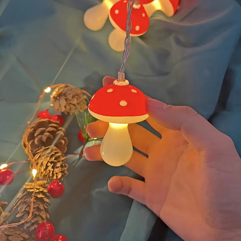 Halloween Pilz Lichterkette – Rote LED Lichter für Deko & Partys