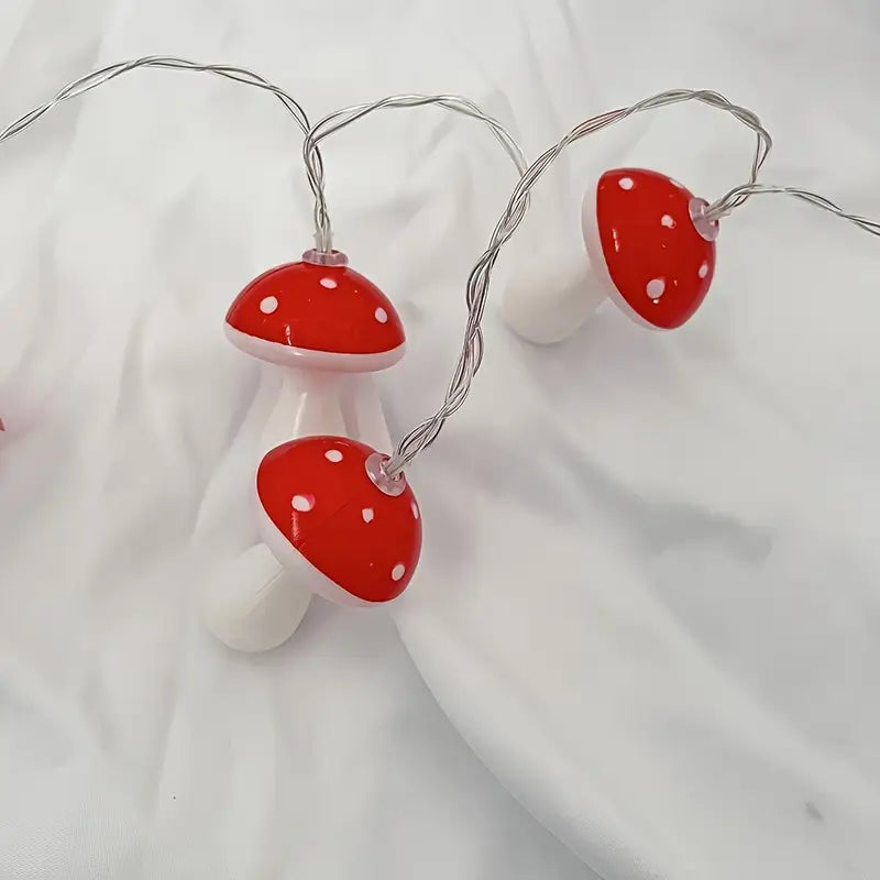 Halloween Pilz Lichterkette – Rote LED Lichter für Deko & Partys