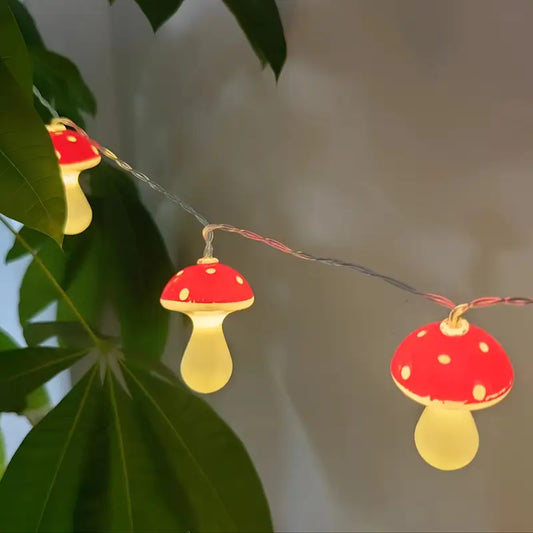 Halloween Pilz Lichterkette – Rote LED Lichter für Deko & Partys