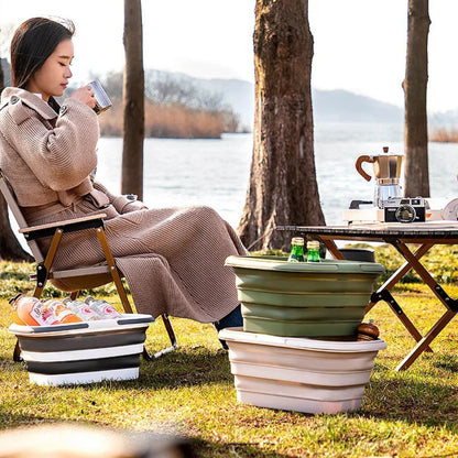 Faltbarer Campingkorb | Zusammenklappbar & Selbststehend | Stabiler Kunststoff