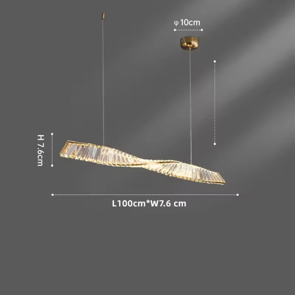 Astrion | Moderne LED-Hängeleuchte mit Kristallen und Spiraldesign für den Esstisch